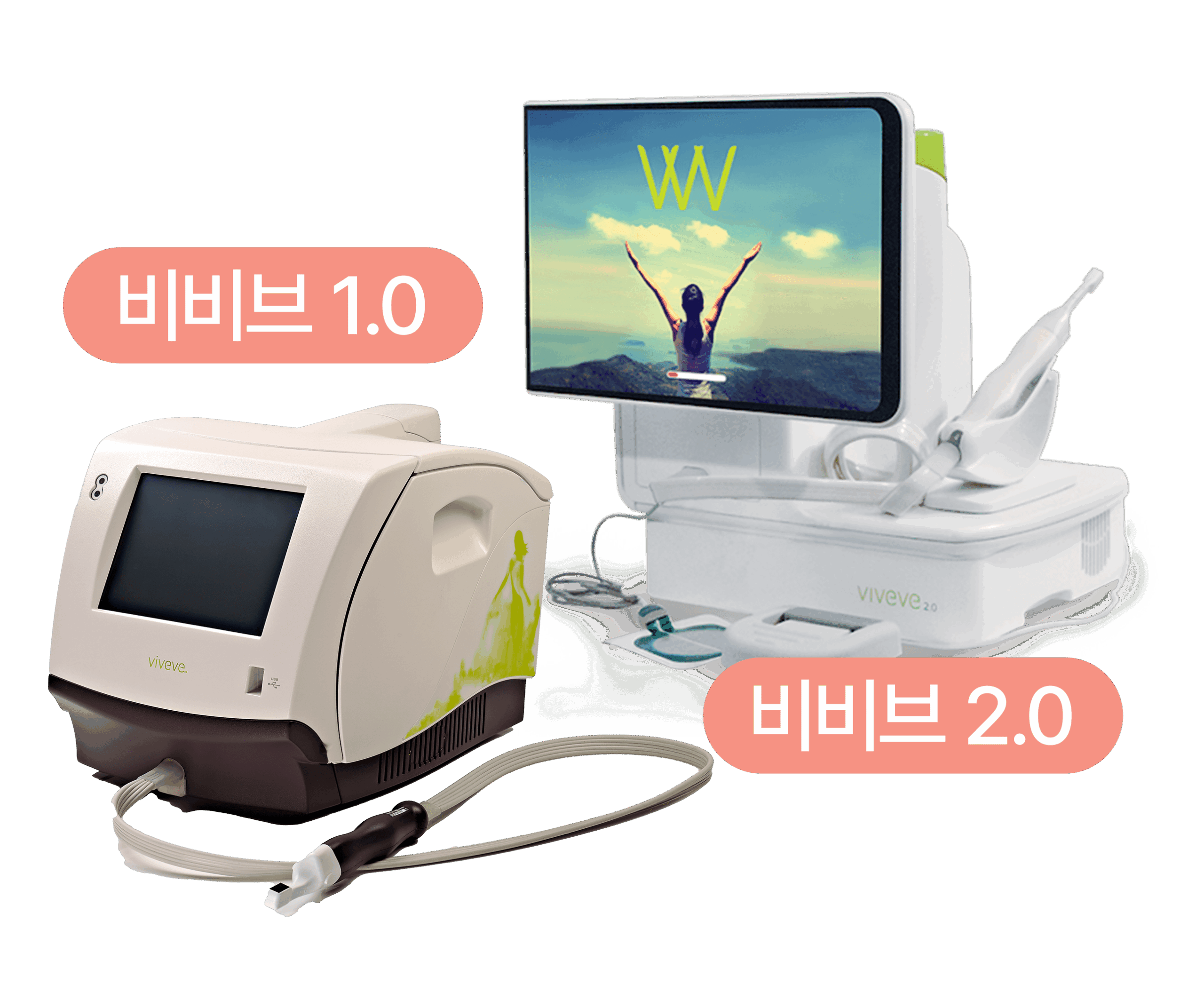 질고주파 레이저 비비브 1.0과 2.0 기기